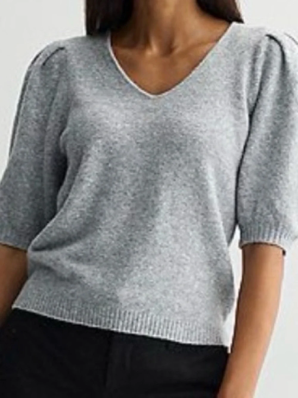 Nine West V-Neck Puff Sleeve Top - Picture 4 of 5